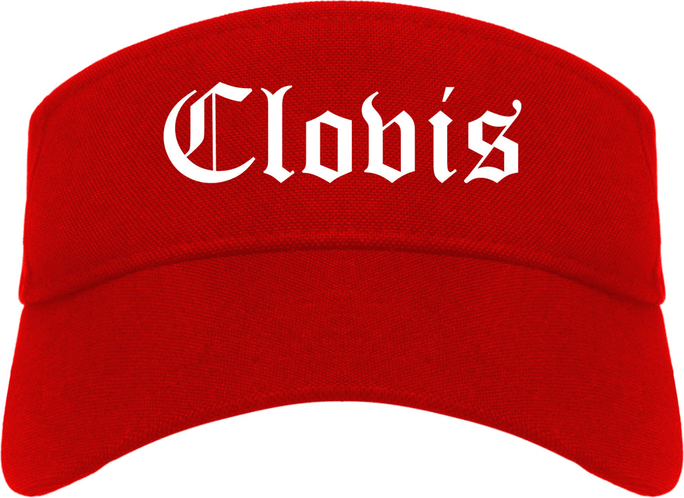 Clovis California CA Old English Mens Visor Cap Hat Red