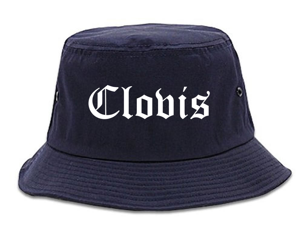 Clovis New Mexico NM Old English Mens Bucket Hat Navy Blue