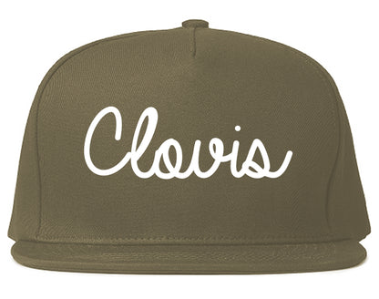 Clovis New Mexico NM Script Mens Snapback Hat Grey