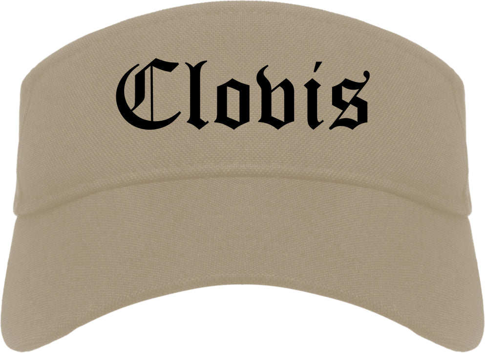 Clovis New Mexico NM Old English Mens Visor Cap Hat Khaki