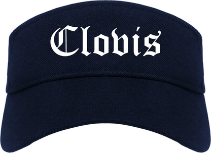 Clovis New Mexico NM Old English Mens Visor Cap Hat Navy Blue