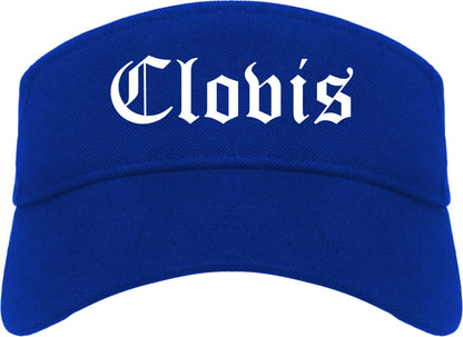 Clovis New Mexico NM Old English Mens Visor Cap Hat Royal Blue