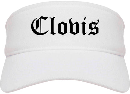 Clovis New Mexico NM Old English Mens Visor Cap Hat White