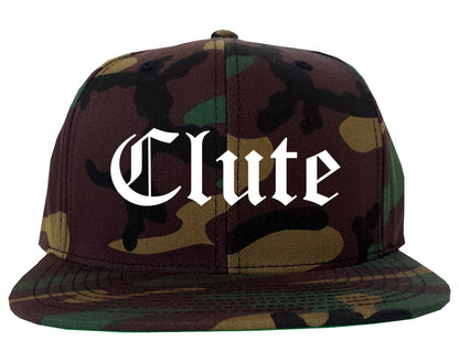 Clute Texas TX Old English Mens Snapback Hat Army Camo