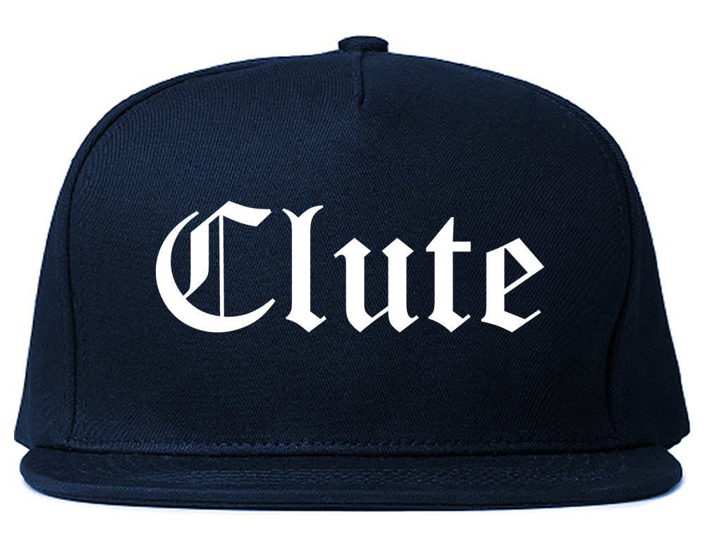 Clute Texas TX Old English Mens Snapback Hat Navy Blue