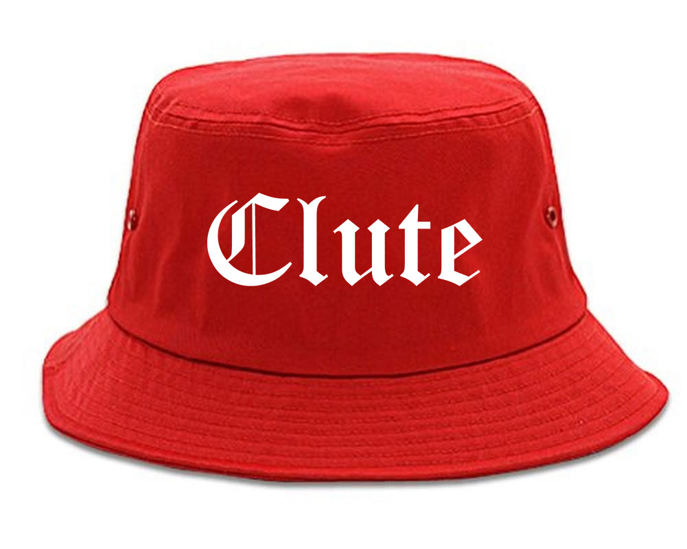 Clute Texas TX Old English Mens Bucket Hat Red