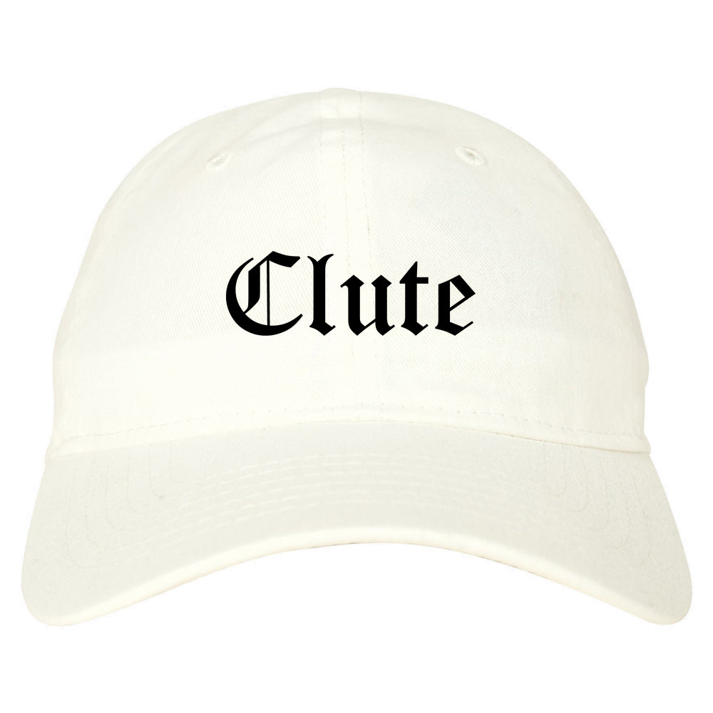 Clute Texas TX Old English Mens Dad Hat Baseball Cap White
