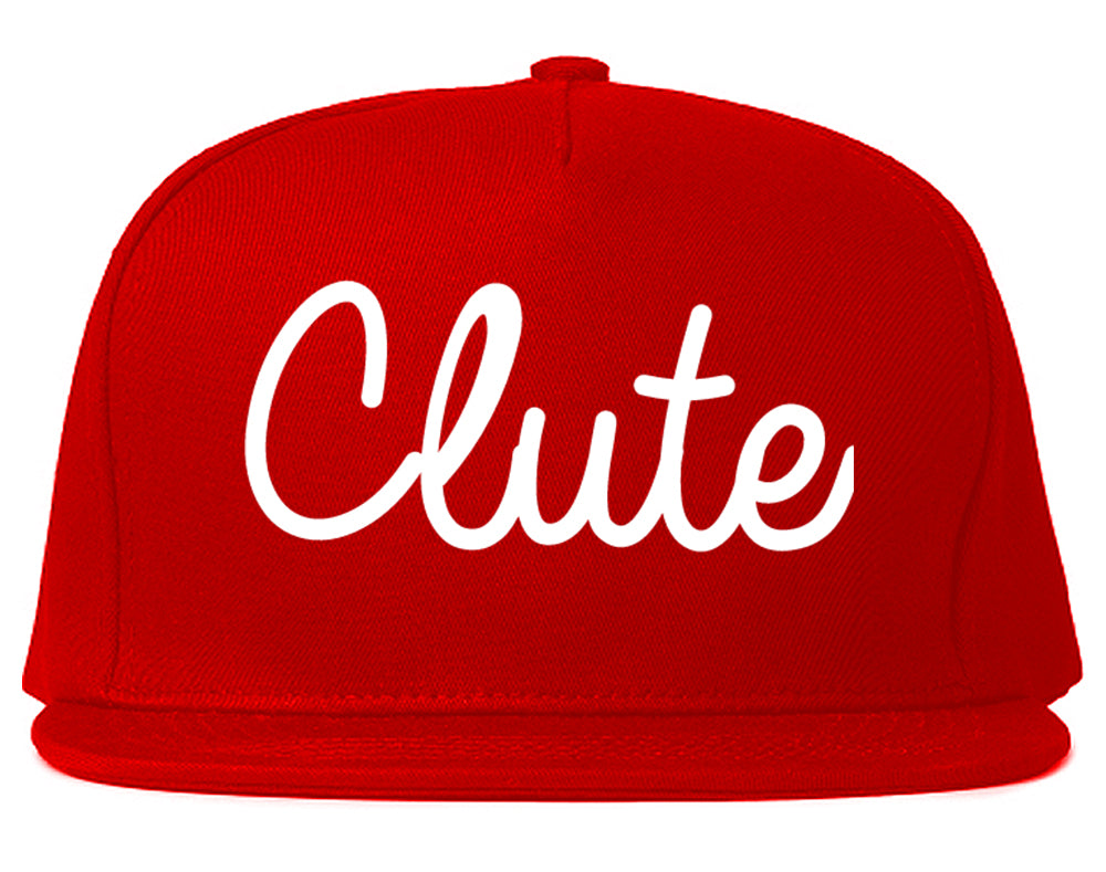Clute Texas TX Script Mens Snapback Hat Red