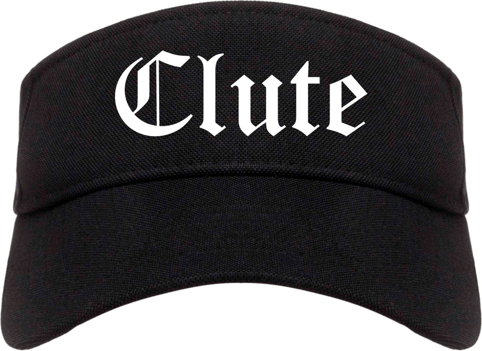 Clute Texas TX Old English Mens Visor Cap Hat Black