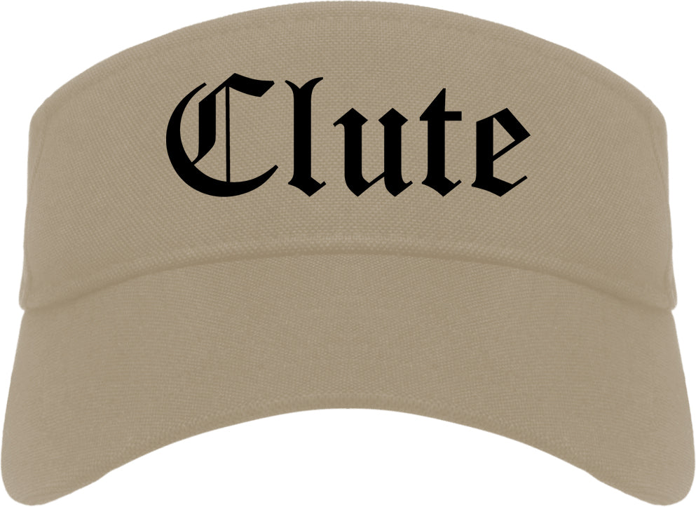 Clute Texas TX Old English Mens Visor Cap Hat Khaki