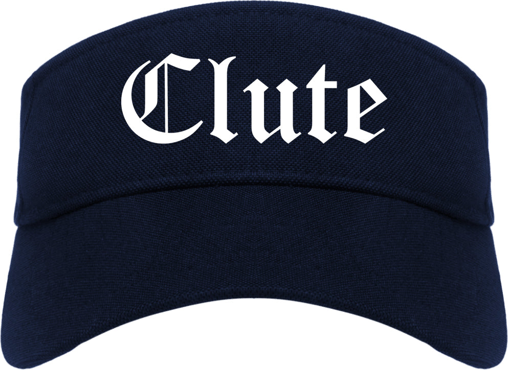 Clute Texas TX Old English Mens Visor Cap Hat Navy Blue