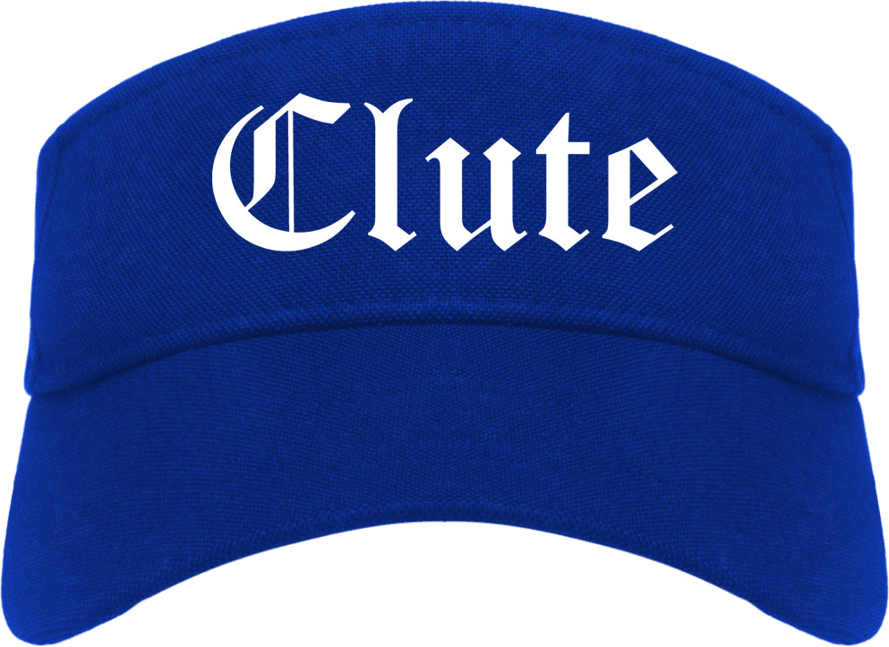 Clute Texas TX Old English Mens Visor Cap Hat Royal Blue