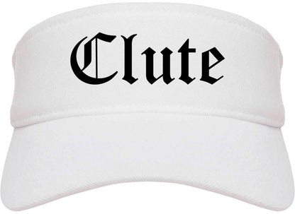 Clute Texas TX Old English Mens Visor Cap Hat White