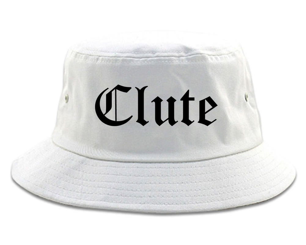 Clute Texas TX Old English Mens Bucket Hat White