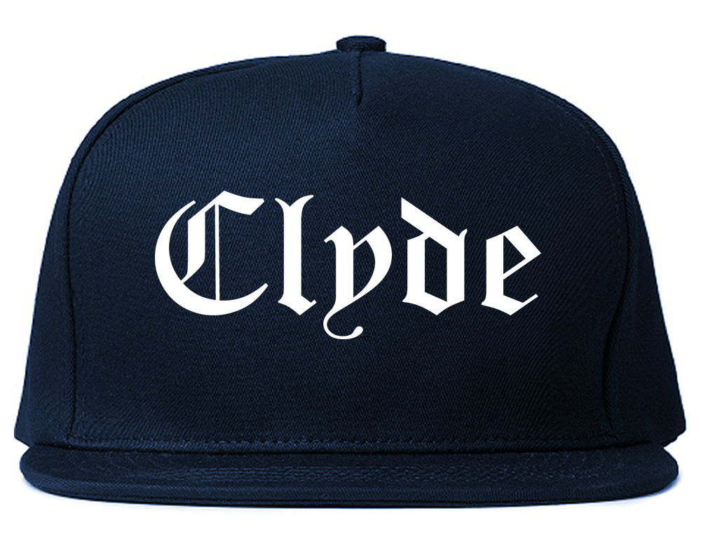 Clyde Ohio OH Old English Mens Snapback Hat Navy Blue