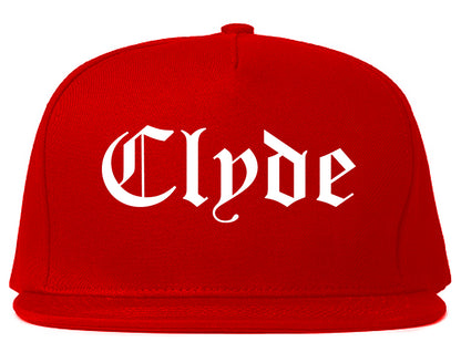 Clyde Ohio OH Old English Mens Snapback Hat Red
