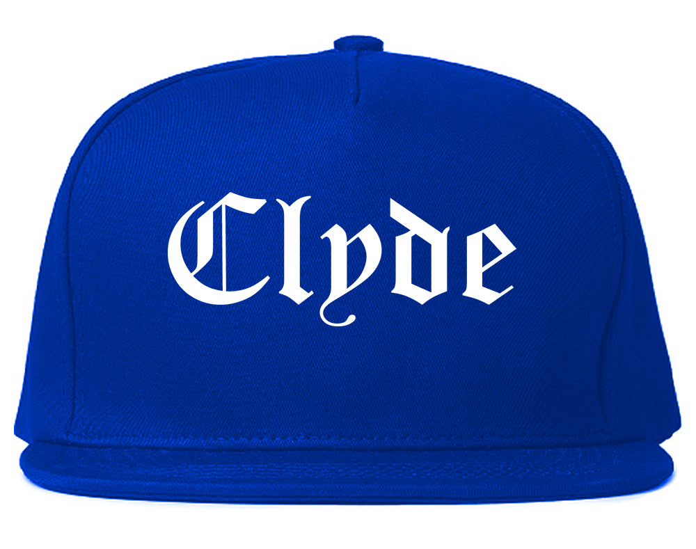 Clyde Ohio OH Old English Mens Snapback Hat Royal Blue