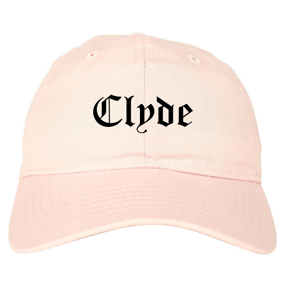 Clyde Ohio OH Old English Mens Dad Hat Baseball Cap Pink