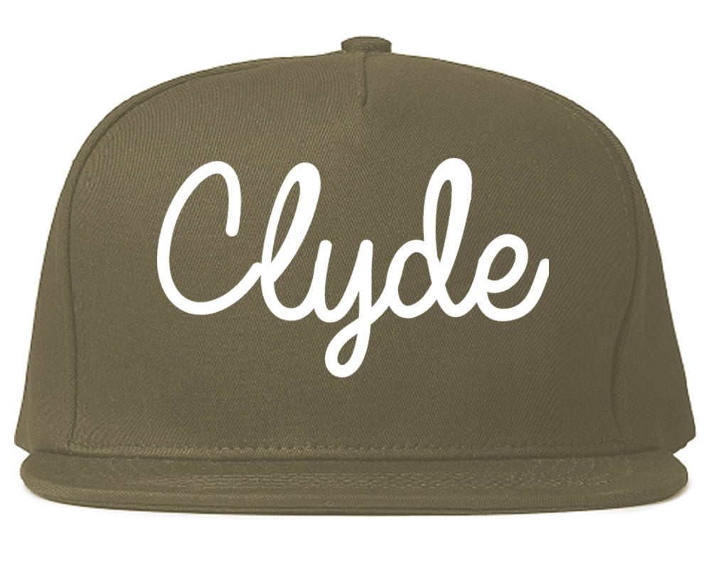 Clyde Ohio OH Script Mens Snapback Hat Grey