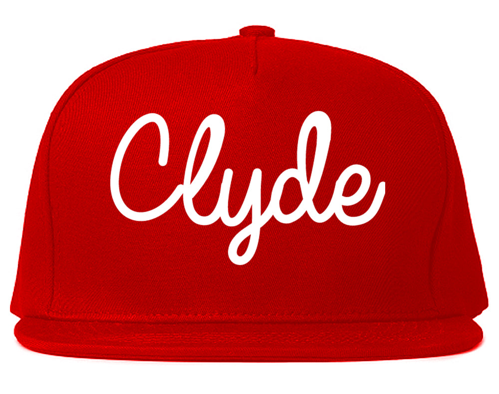 Clyde Ohio OH Script Mens Snapback Hat Red