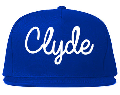 Clyde Ohio OH Script Mens Snapback Hat Royal Blue