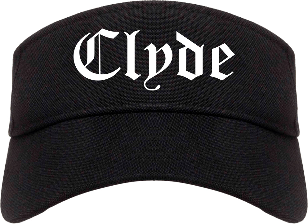Clyde Ohio OH Old English Mens Visor Cap Hat Black