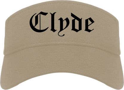 Clyde Ohio OH Old English Mens Visor Cap Hat Khaki