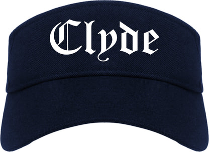 Clyde Ohio OH Old English Mens Visor Cap Hat Navy Blue