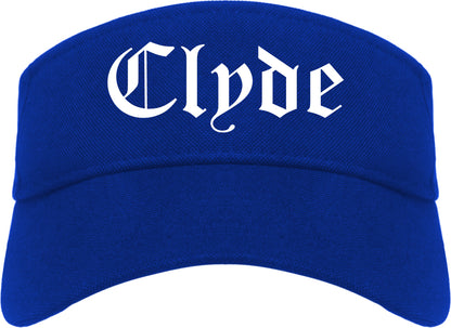 Clyde Ohio OH Old English Mens Visor Cap Hat Royal Blue