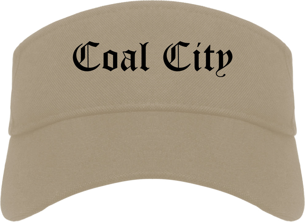 Coal City Illinois IL Old English Mens Visor Cap Hat Khaki