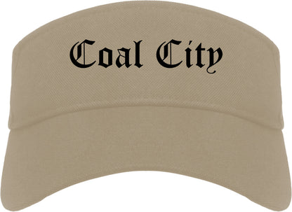Coal City Illinois IL Old English Mens Visor Cap Hat Khaki