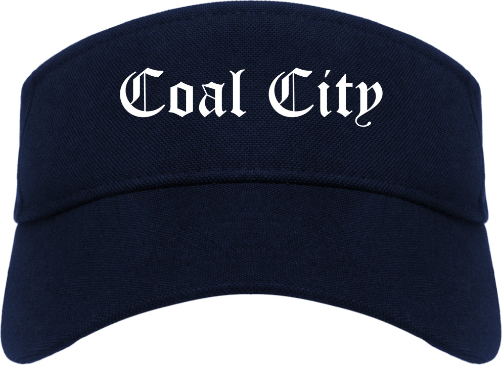 Coal City Illinois IL Old English Mens Visor Cap Hat Navy Blue