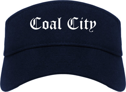 Coal City Illinois IL Old English Mens Visor Cap Hat Navy Blue