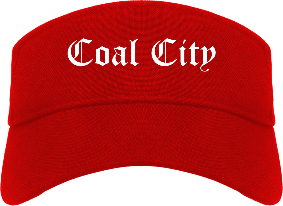 Coal City Illinois IL Old English Mens Visor Cap Hat Red