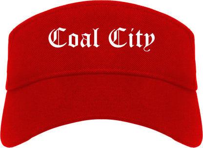 Coal City Illinois IL Old English Mens Visor Cap Hat Red