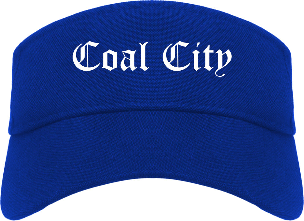 Coal City Illinois IL Old English Mens Visor Cap Hat Royal Blue