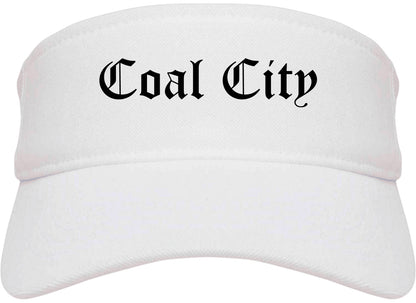 Coal City Illinois IL Old English Mens Visor Cap Hat White