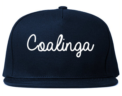 Coalinga California CA Script Mens Snapback Hat Navy Blue