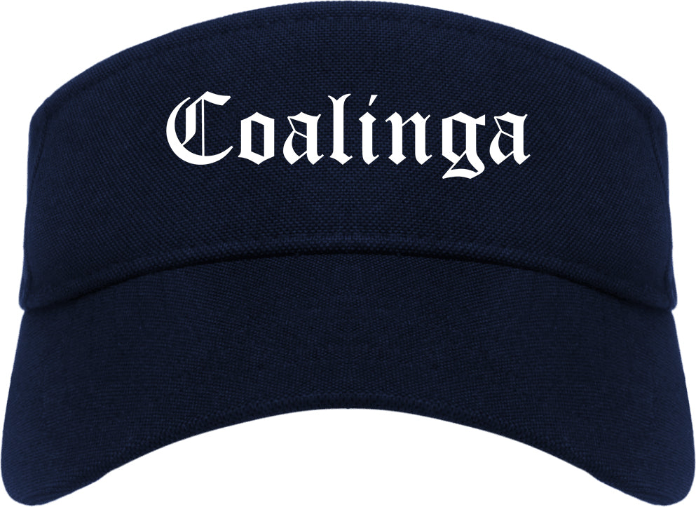 Coalinga California CA Old English Mens Visor Cap Hat Navy Blue