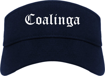 Coalinga California CA Old English Mens Visor Cap Hat Navy Blue