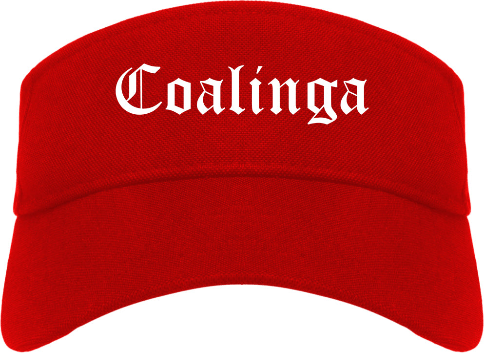 Coalinga California CA Old English Mens Visor Cap Hat Red