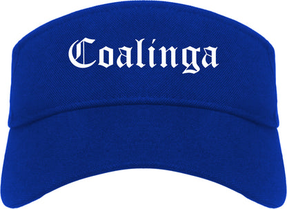 Coalinga California CA Old English Mens Visor Cap Hat Royal Blue