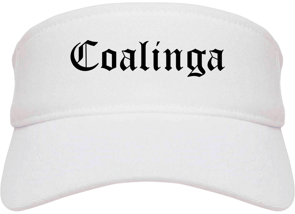 Coalinga California CA Old English Mens Visor Cap Hat White