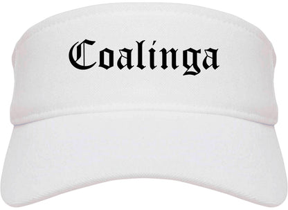 Coalinga California CA Old English Mens Visor Cap Hat White