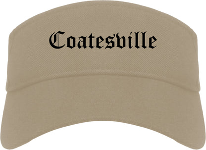Coatesville Pennsylvania PA Old English Mens Visor Cap Hat Khaki