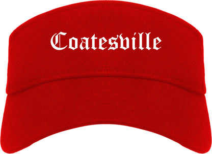 Coatesville Pennsylvania PA Old English Mens Visor Cap Hat Red