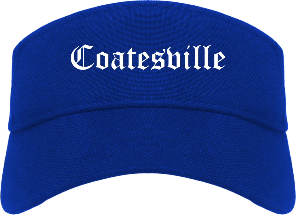 Coatesville Pennsylvania PA Old English Mens Visor Cap Hat Royal Blue