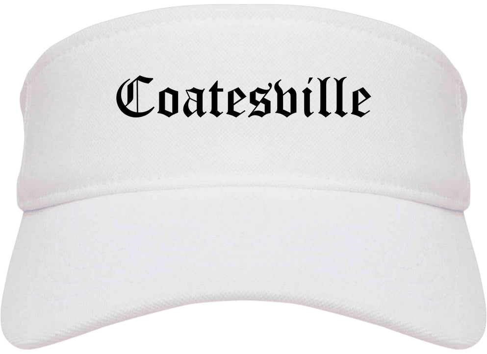 Coatesville Pennsylvania PA Old English Mens Visor Cap Hat White