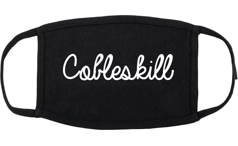 Cobleskill New York NY Script Cotton Face Mask Black