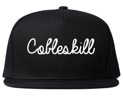 Cobleskill New York NY Script Mens Snapback Hat Black